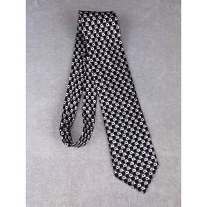 Rudee Ricco Mens‎ Necktie Silk Black White Geometric Italian Design